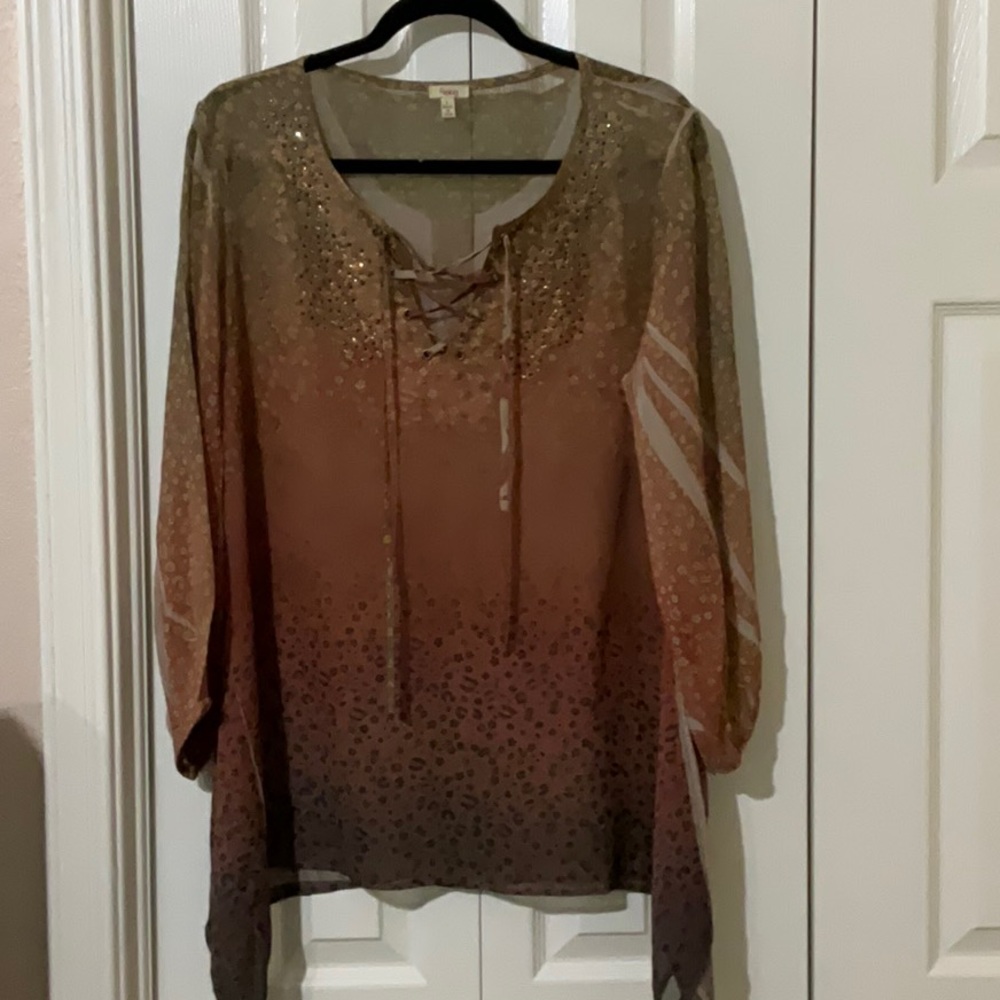Reba Sheer Floral/Animal Print Top